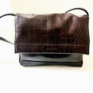 Evan Picone Reversible Brown Croc Embossed Crossbody Bag